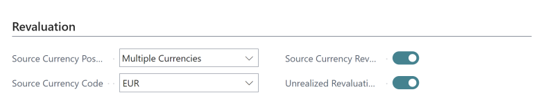 G/L Account card has a new FastTab, Revaluation, with parameters to control the revaluation process