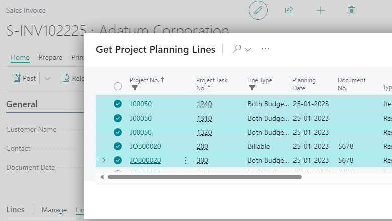 Get Project Planning Lines
