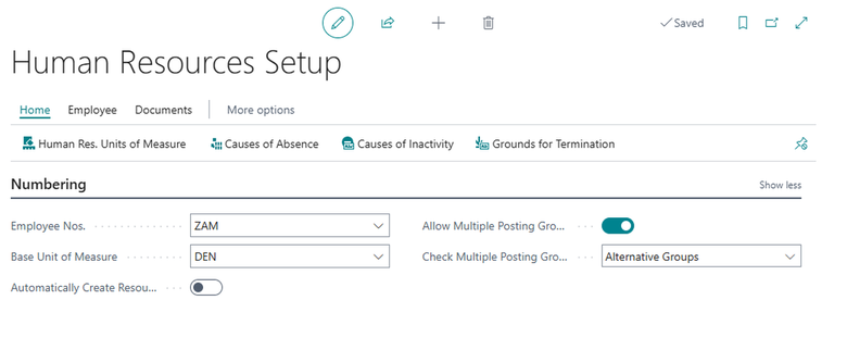 Human Resources setup