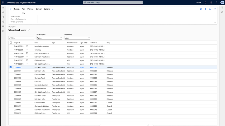 Screenshot of the All projects page with projects from both deployment types.