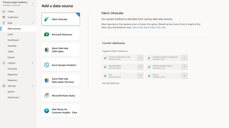 Screenshot of a OneLake connector that allows data to be ingested from OneLake. Screenshot of a OneLake connector that allows data to be ingested from OneLake.