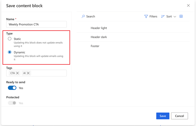 Dynamic content block Dynamic content block