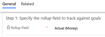 Rollup fields tab on goal metric form.