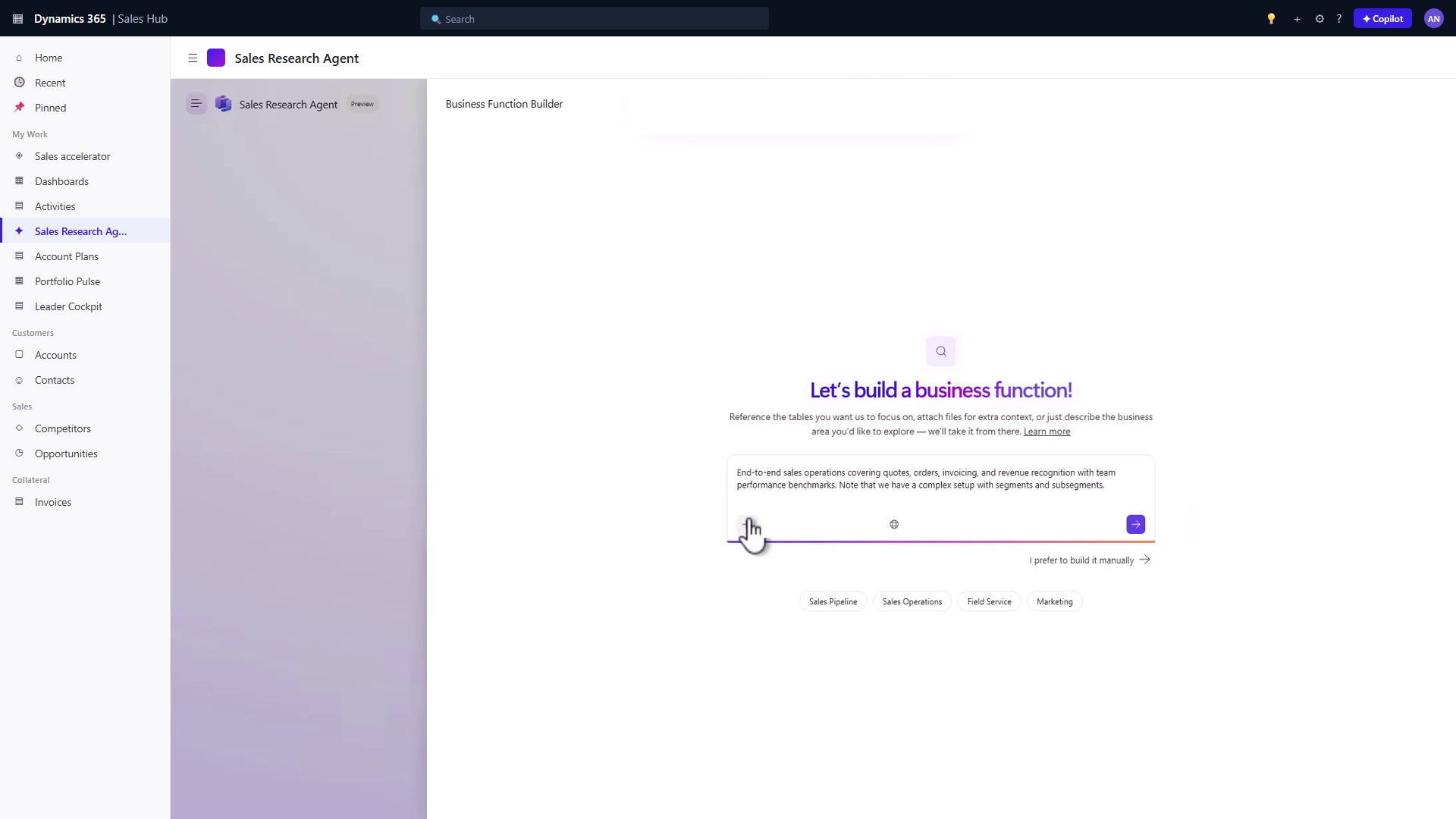 Screenshot of the Compose step in Business Function Builder.