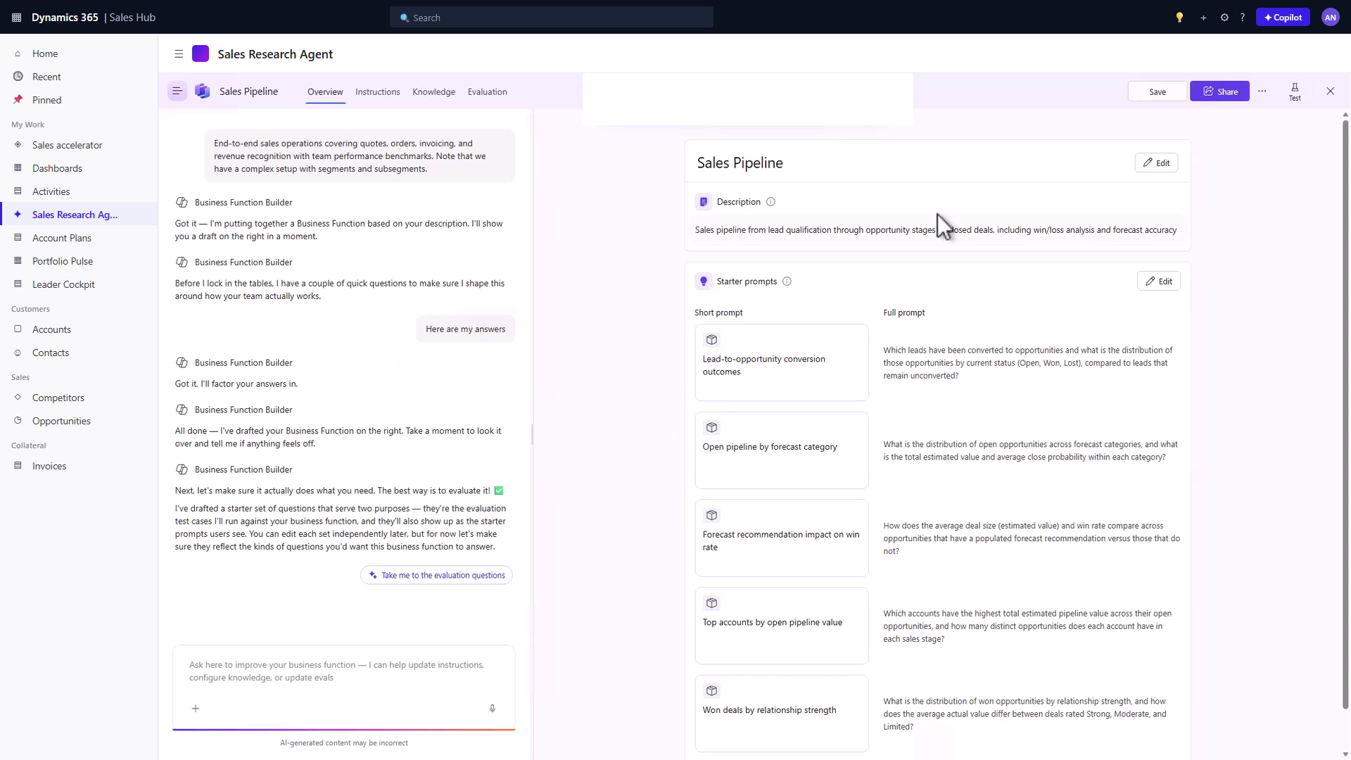 Screenshot of the generated guide in Business Function Builder.