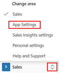 Select the Change area icon and then select App Settings.