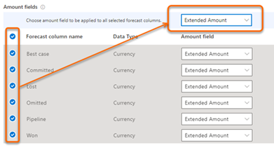 Apply same account field to multiple columns.