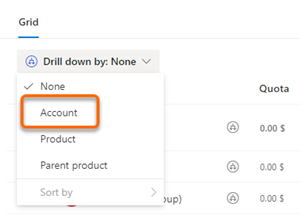Select Account as drill-down choice.