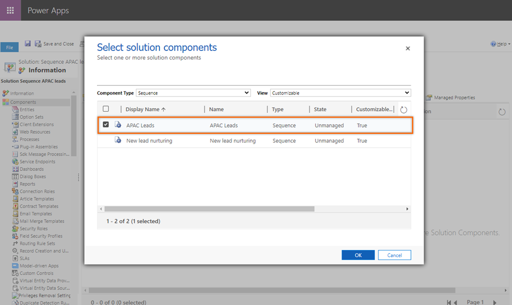 Select and add sequence to the solution