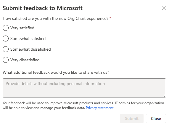 Screenshot showing the submit feedback dialog.