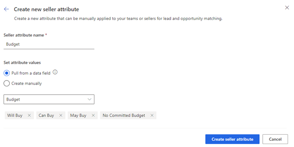Select the budget field to add values to the attribute