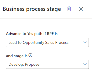 Add the values to the business process stage condition step