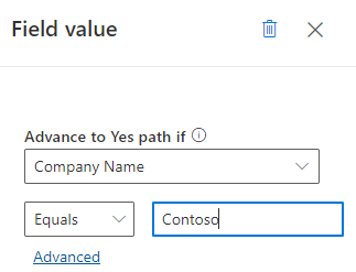 Add values to the field value condition step