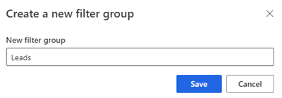 Screenshot of creating a new filter group.