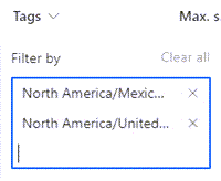 Search and add tags to filter options.