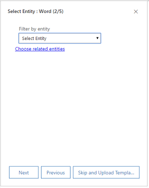 Select entity in the Create Template wizard.