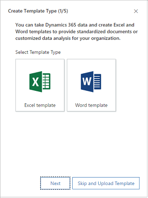 Select template type in the Create Template wizard.
