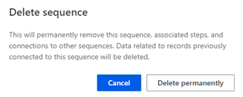 Confirmation message for deleting a sequence