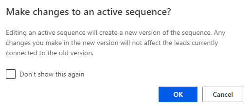 Confirmation message to edit a sequence