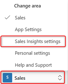 Select Sales Insights settings option