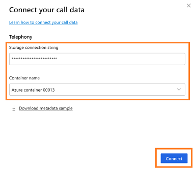 Enter values to connect call data