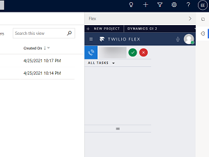 Screenshot of call notification on the embedded dialer