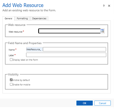 Add Web Resource dialog