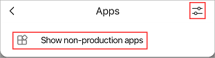 Show non-production apps.