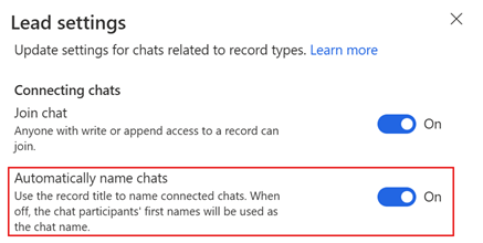 Settings page to turn on or off the auto-name chats feature.