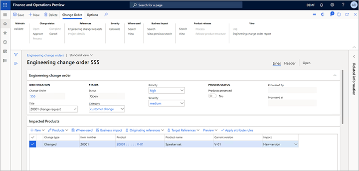 Engineering change management feature walkthrough - Supply Chain Management | Dynamics 365 | Microsoft Learn