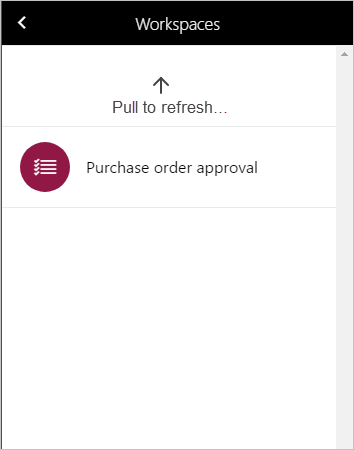 Purchase order approval workspace in the list of available workspaces.