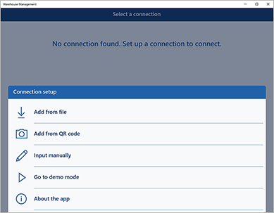 Connection setup menu.