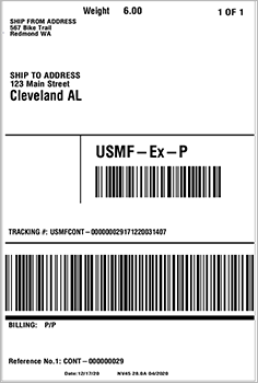 Example shipping label.