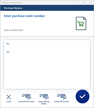 Purchase receiving using PO number.