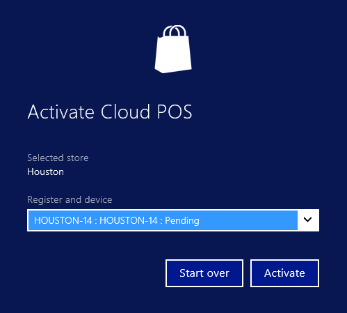 POS Wizard, select register and device page.
