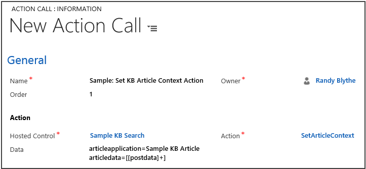 Action call for setting article context.