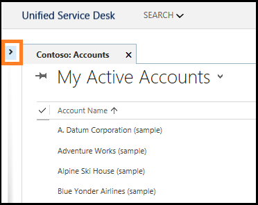 Choose the expander in Unified Service Desk.
