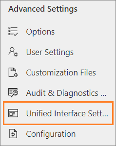 Unified Interface Settings Unified Interface Settings.
