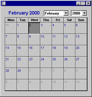 Microsoft Calendar control