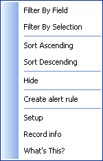 Example of a shortcut menu