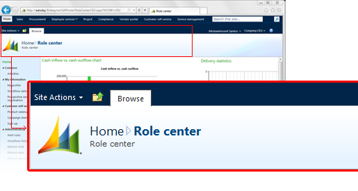 Browse tab of Role center showing breadcrumb