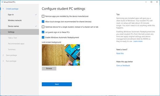 Configure student PC settings in Set up School PCs.
