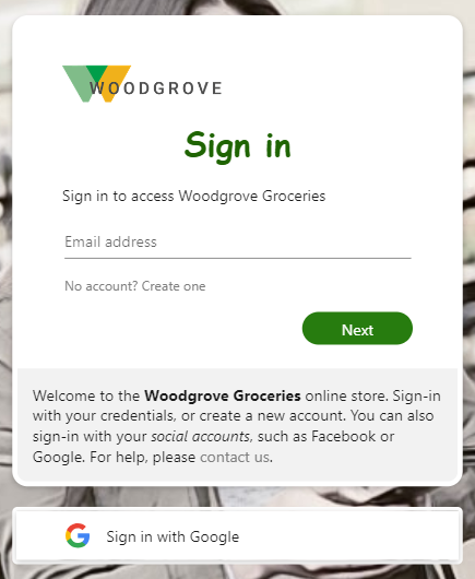 Screenshot of the social sign-in use case.