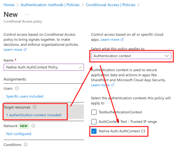 Screenshot showing the user selection for the Conditional Access policy.