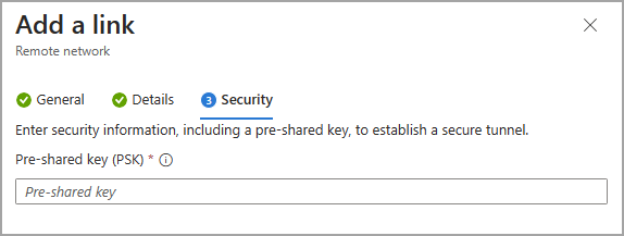 Screenshot of the Security tab for adding a device link.