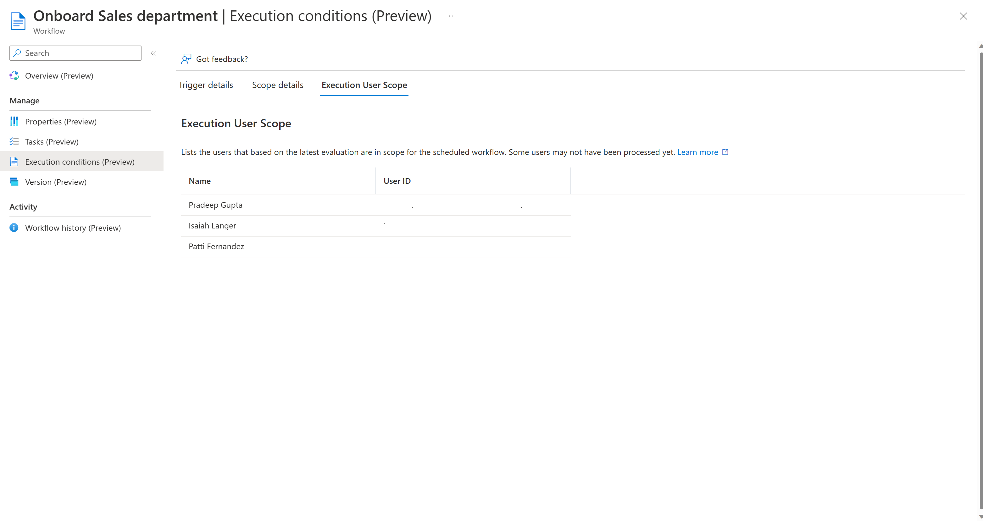 Check execution user scope of a workflow - Microsoft Entra ID - Microsoft  Entra ID Governance | Microsoft Learn