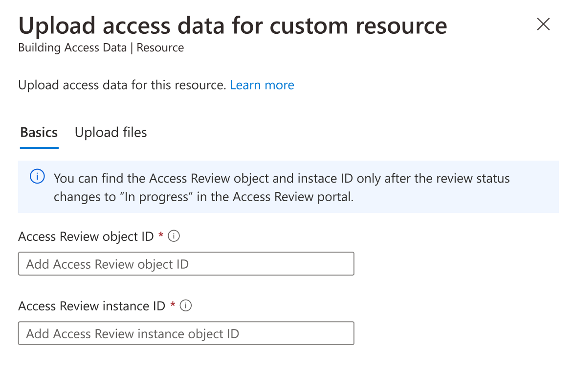 Screenshot of basic information for custom data access.