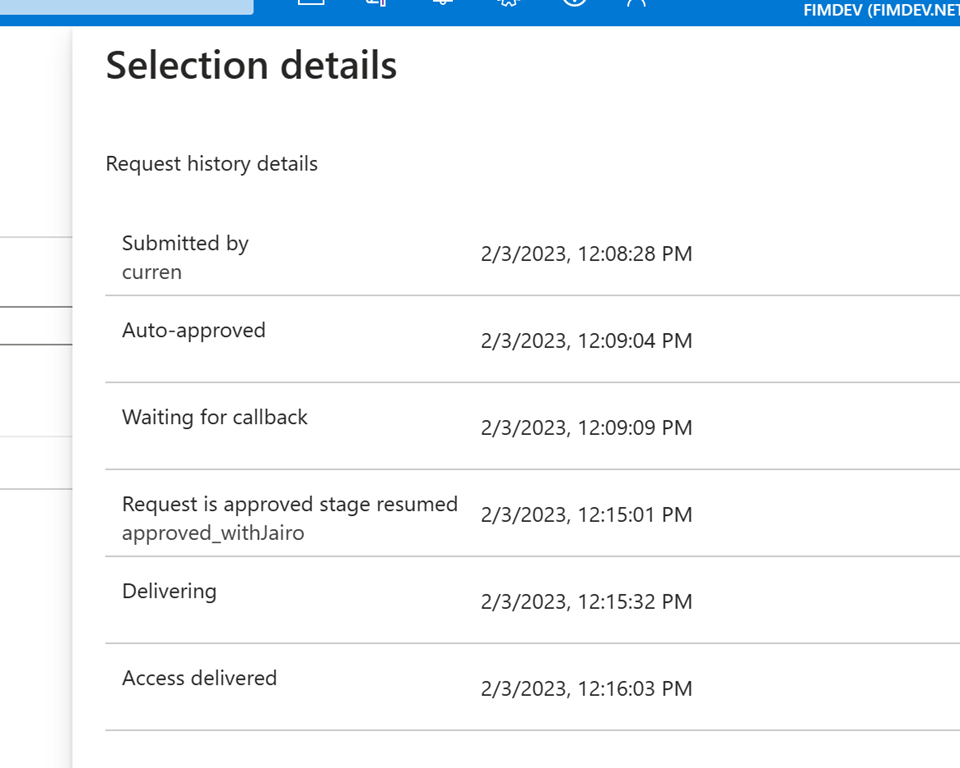 Screenshot of selection details for custom task extension.