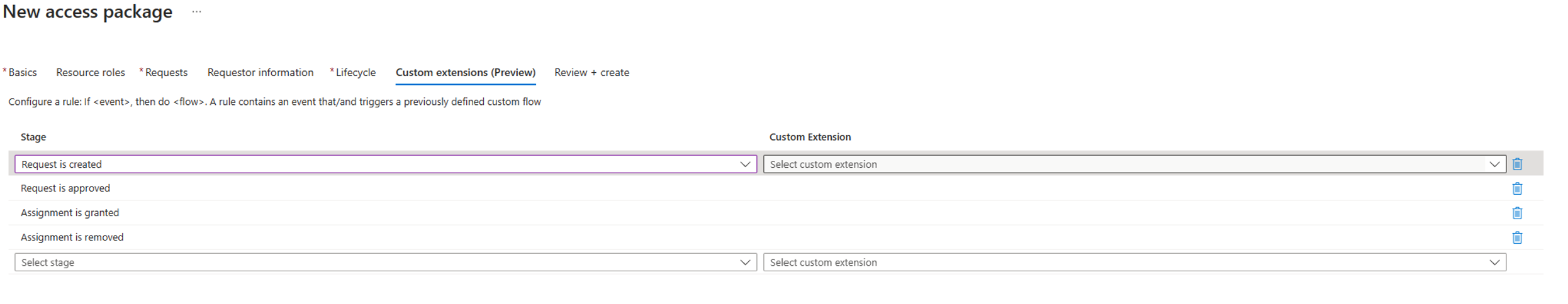 Screenshot of access package policy selection.
