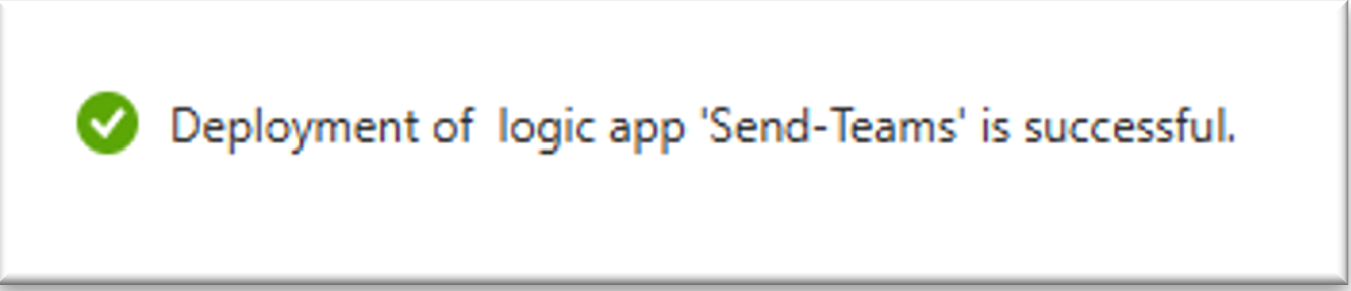 Screenshot of a successful deploy of a new Logic App.